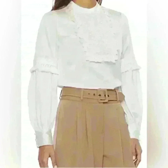 Ryegrass Ivory Tassel Boho Victorian Blouse Large NWT Love Bowery Poplin - Picture 1 of 11